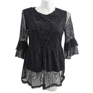 Suzanne Betro black Lace Empire Waist sz M